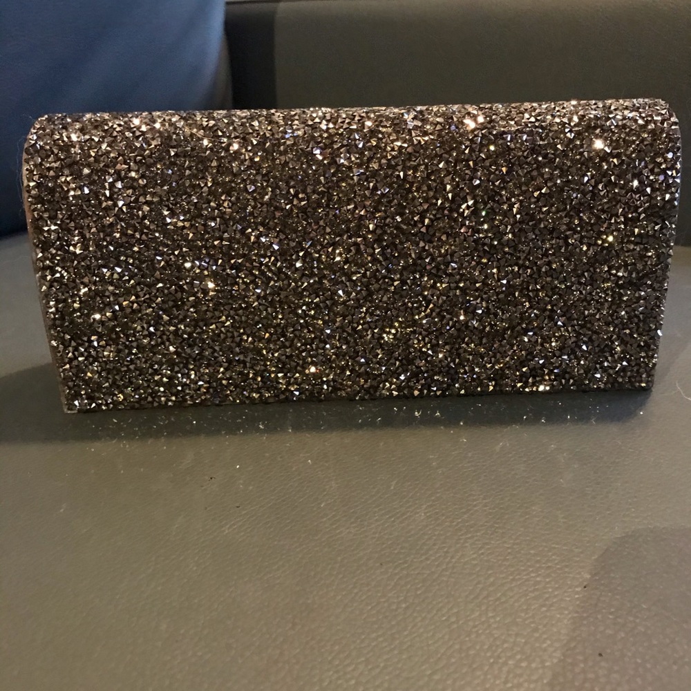 Silver glitter clutch